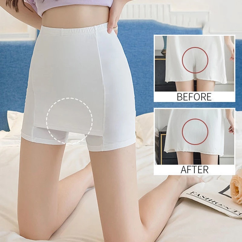 Quần Lót Boxer Ngắn Lưng Cao Bằng Lụa Mát Hai Lớp Thời Trang Mùa Hè Cho Nữ