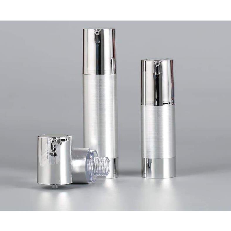 [TOP GIÁ RẺ] Chai xịt giọt hút chân không Cao cấp 15ml,30ml,50ml Thân xi bạc Nắp bạc chiết mỹ phẩm , phụ kiện du lịch