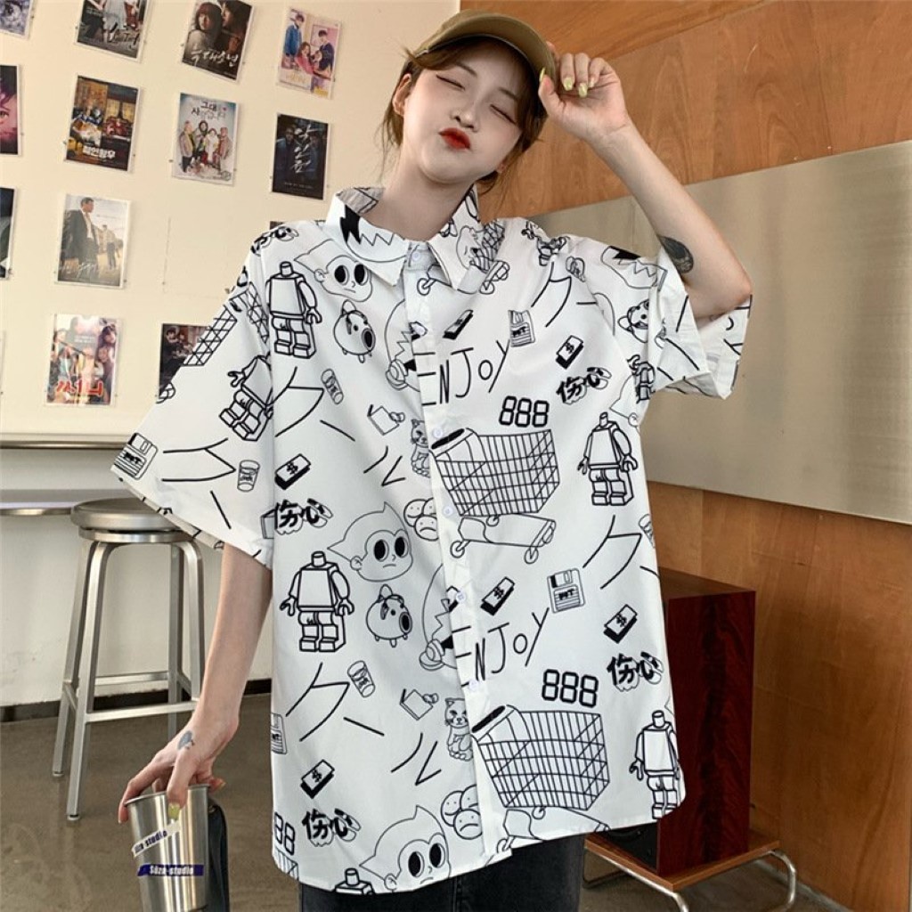 Sơ mi from rộng tay lỡ unisex nam nữ , sơ mi nam nữ vải voan lụa mịn mát free size 40kg - 70kg