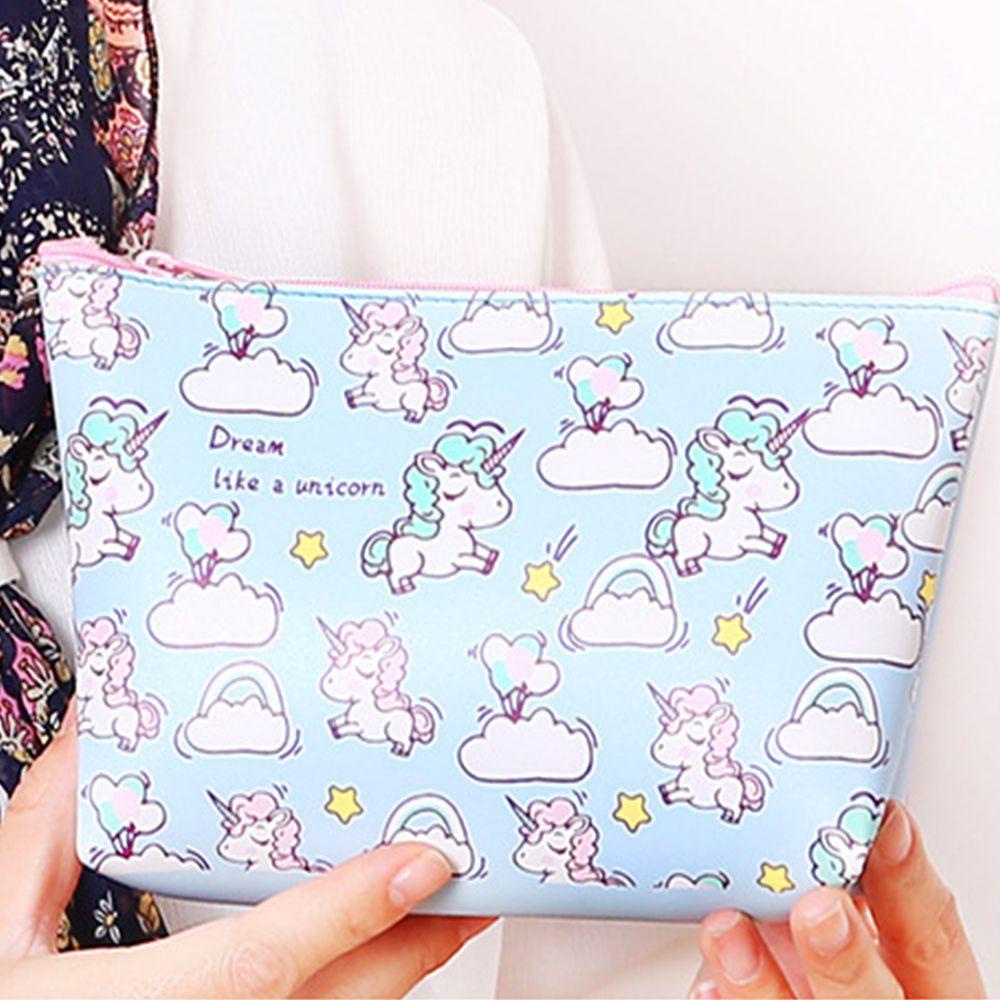 OCEANMAP Túi Đựng Mỹ Phẩm Chống Thấm Nước Có Khóa Kéo Kiểu Dáng Dễ Thương Tiện Dụng Cho Nữ