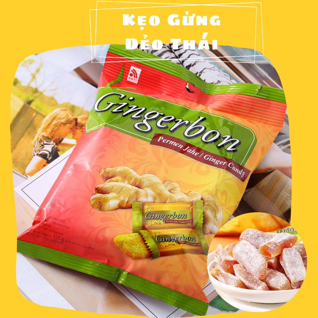 Kẹo Gừng Dẻo Gingerbon Thái Lan 125g - Kẹo vị ngọt dịu làm người ăn dễ chịu