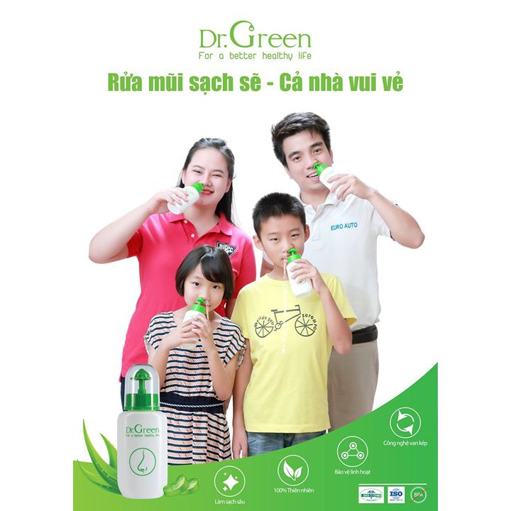 Bình rửa mũi Dr Green (Bình 240ml + 10 gói muối)