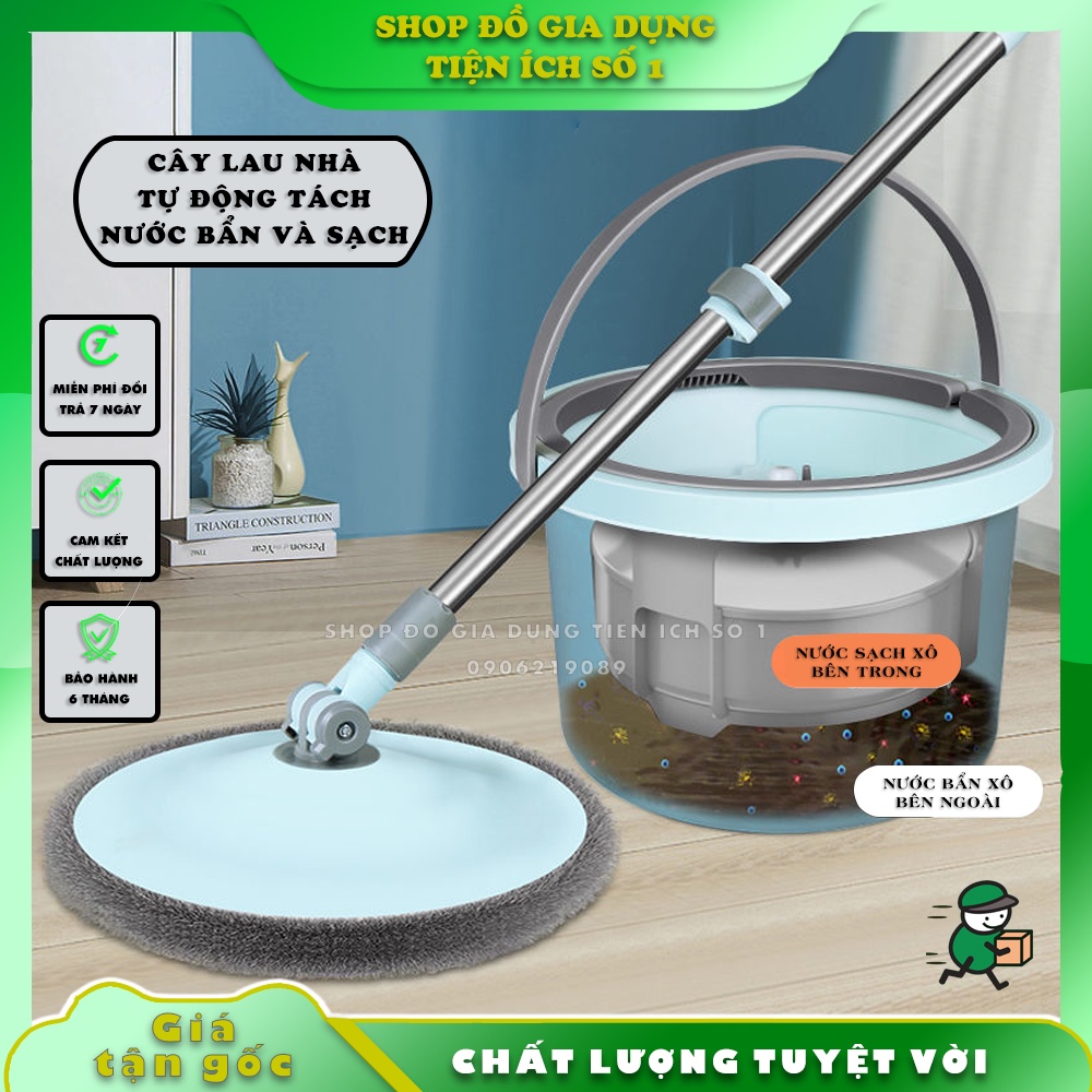 Cây Lau Nhà Thông Minh Tự Tách Nước ❤️TẶNG BÔNG LAU 25K❤️ Sạch Và Nước Bẩn Đầu Xoay 360 độ Có Van Thoát Nước MSP008