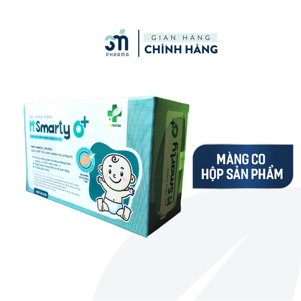 Gạc Rơ Lưỡi Vệ Sinh Răng Miệng Cho Bé - Gạc Răng Miệng M'smarty O+ hộp 30 gói