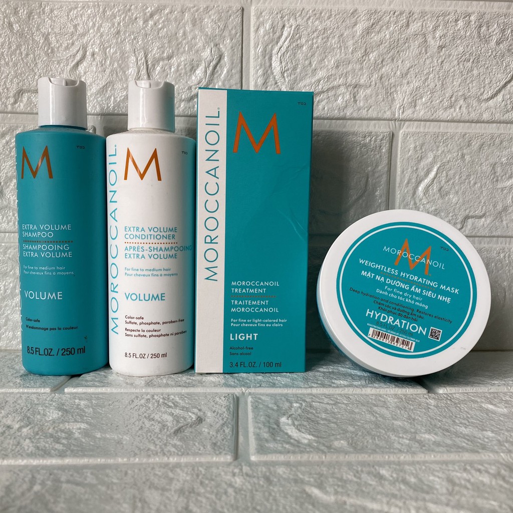 Chính hãng  Combo Moroccanoil ( gội xả tăng phồng, tinh dầu Light và mặt nạ dưỡng ẩm siêu nhẹ)