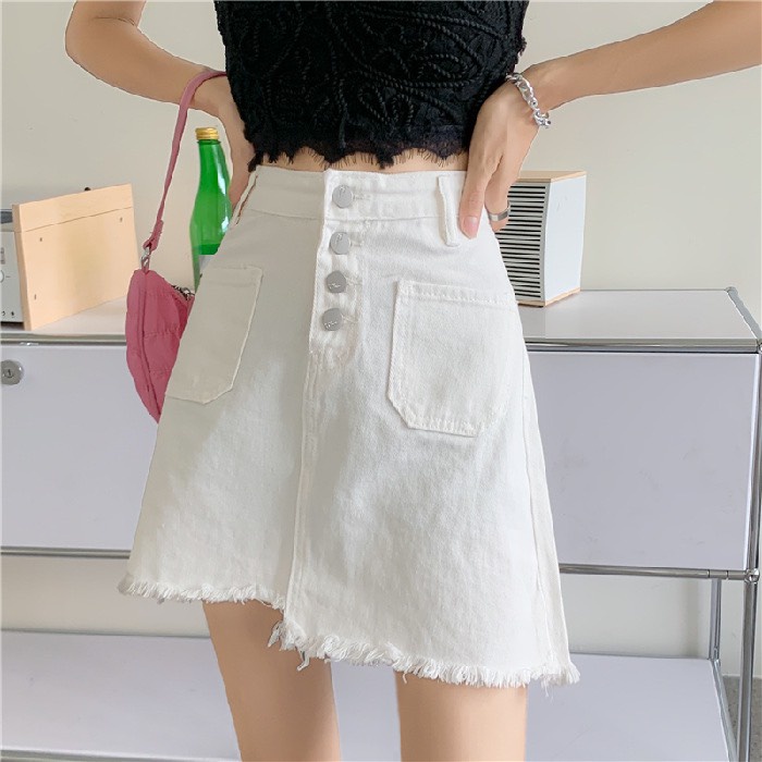 Chân Váy Jean Chữ A Ngắn Nữ Cạp Cao Kèm Quần Trong - LK038