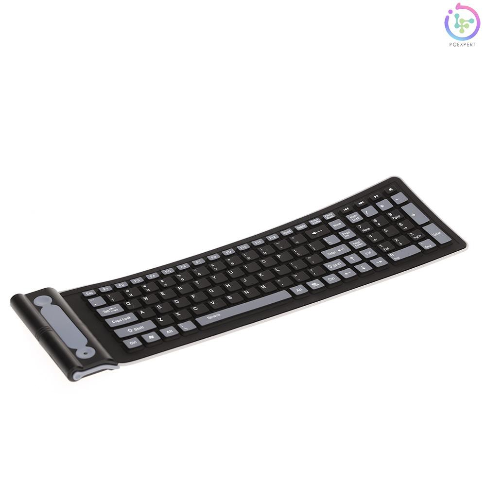 PCER♦2.4 Portable Mini Flexible Roll Up Water Resistant Washable Soft Silicone Wireless Keyboard wit