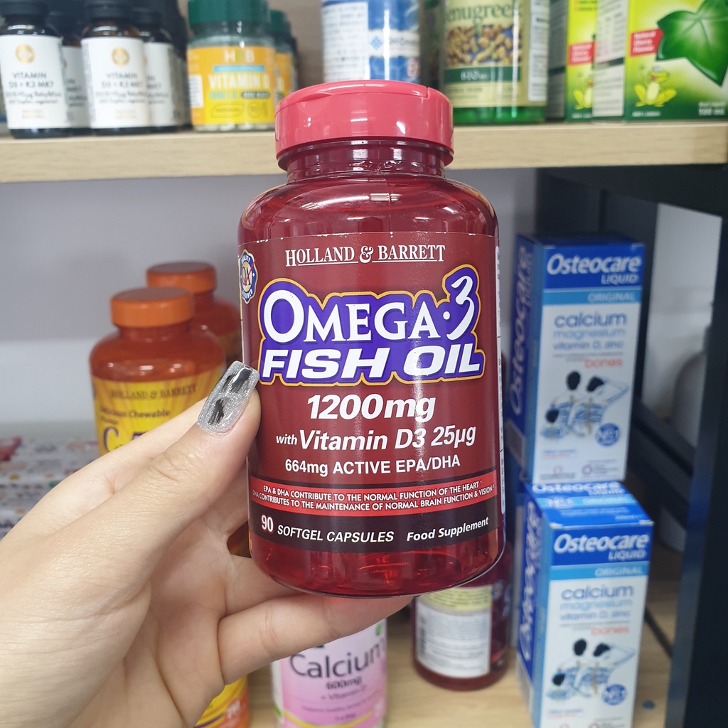 Viên Dầu Cá Bổ Sung Omega 3 Holland & Barrett Omega 3 Fish Oil Active EPA/DHA