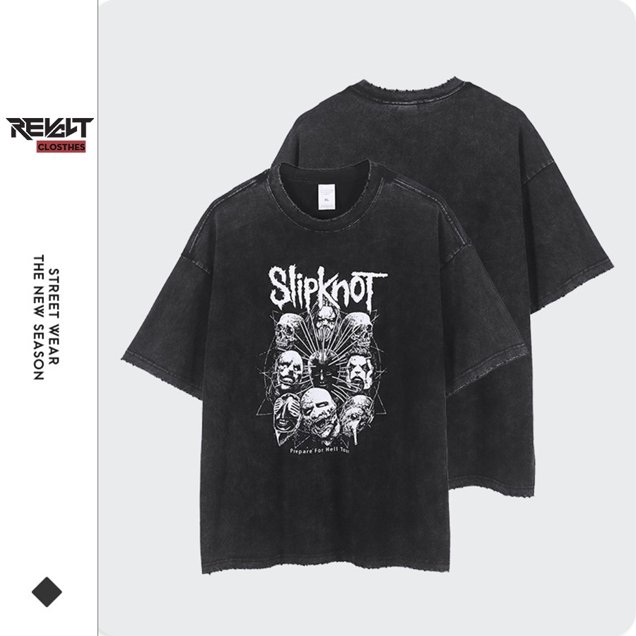 Áo phông nam form rộng Local brand thun Unisex loang màu Wash xám Vintage đẹp Slipknot RevoltClothes T8854