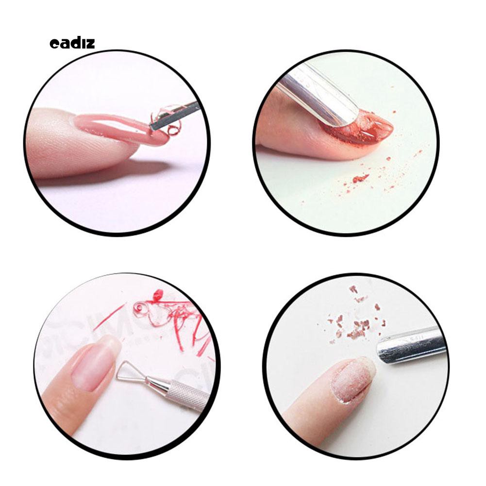 [Hàng mới về] Que đẩy loại bỏ sơn móng tay bằng thép không gỉ tiện lợi dễ sử dụng