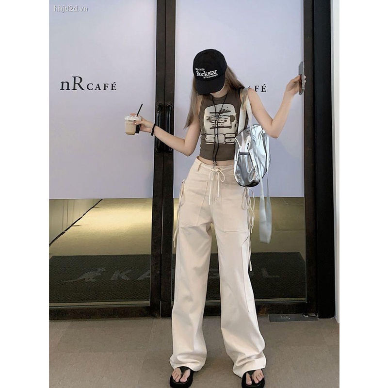 Quần Dài Ống Rộng Lưng Cao Phong Cách Retro Thời Trang Mùa Hè Cho Nam Và Nữ