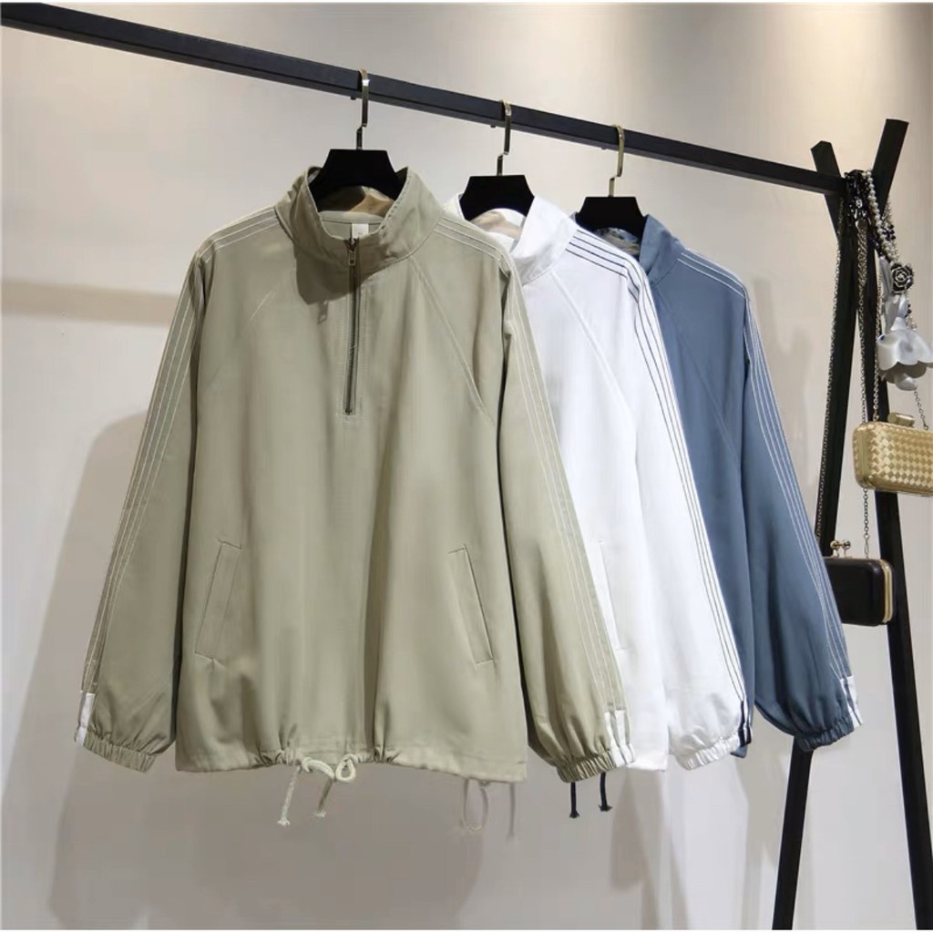 Áo jacket chui đầu 3 màu xanh, be, trắng chất kaki - Hàng mới về