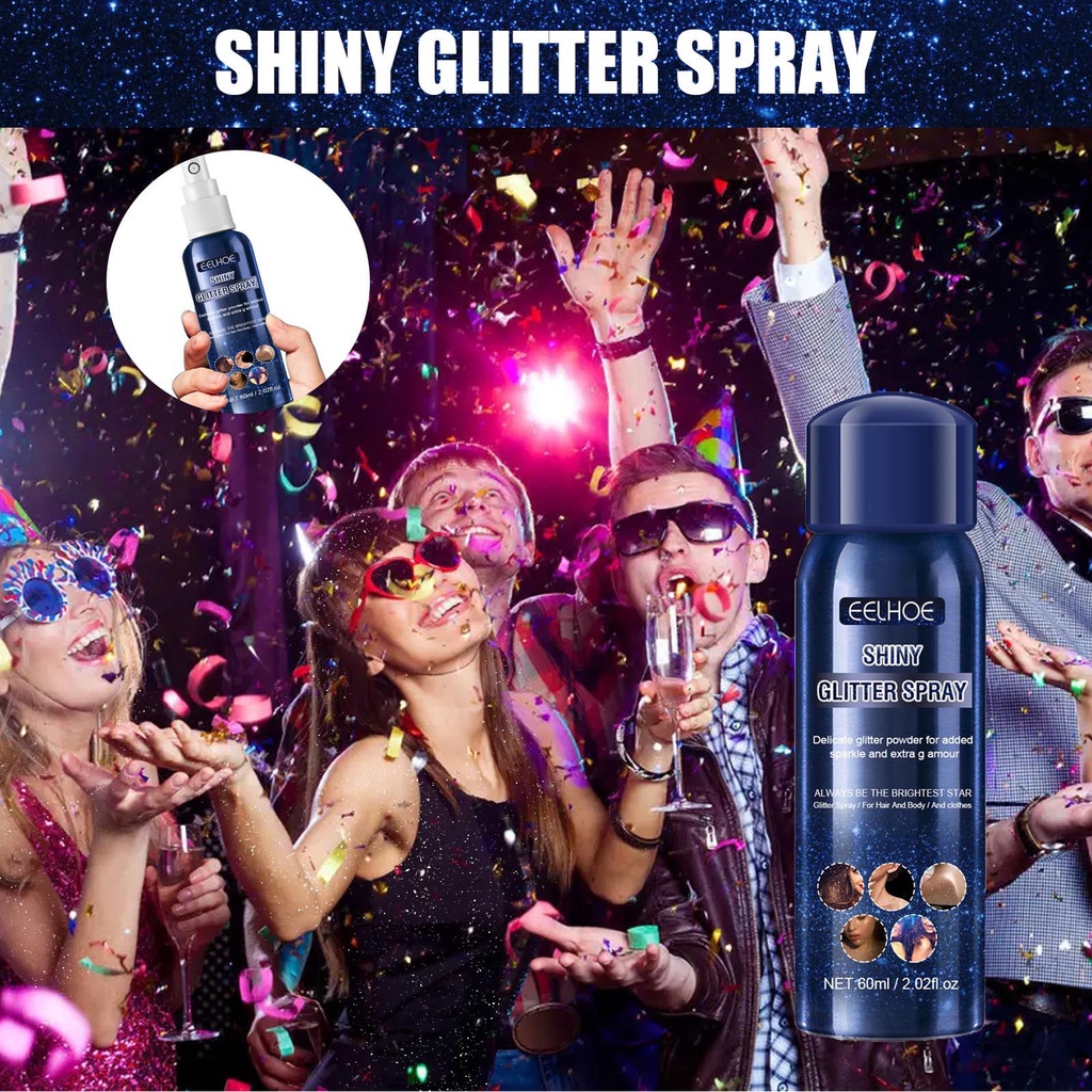 Chai Xịt Kim Tuyến 60ml Sáng Da An Toàn Trang Điểm Tiệc Halloween