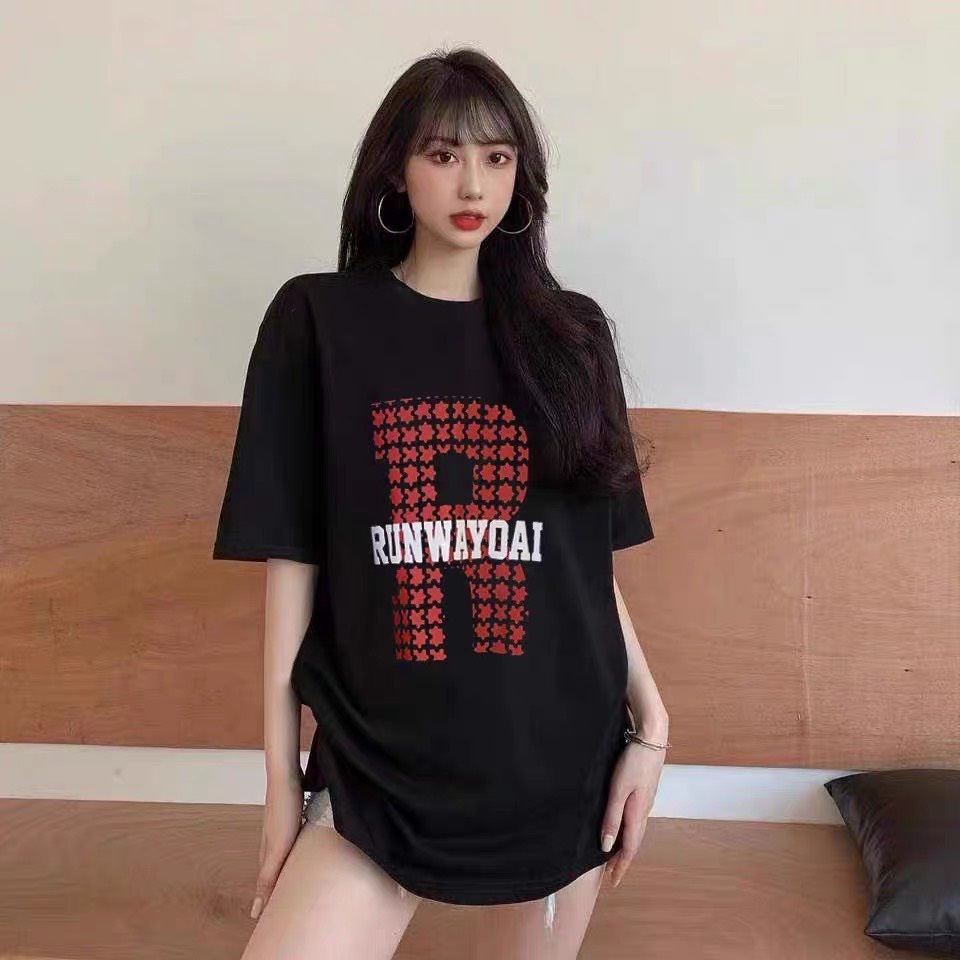 Áo thun nữ tay ngắn form rộng unisex in hình đẹp cổ tròn freesize hàng Quảng Châu ANDOSA AT06