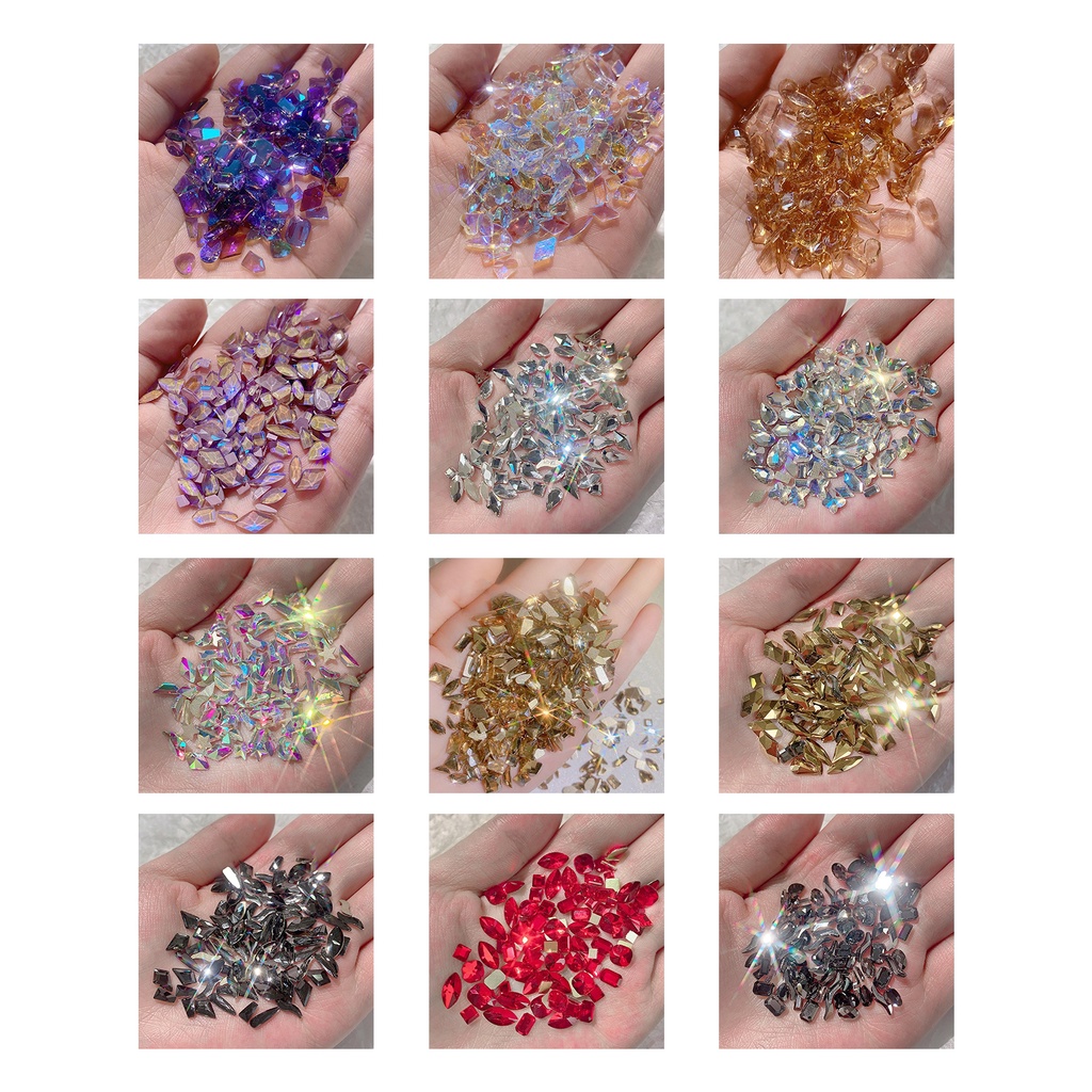 Túi 100 Hạt Đá Thủy Tinh Phẳng Trang Trí Móng Tay DIY