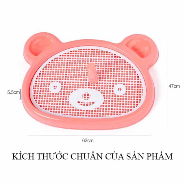 [Mã PET50K giảm Giảm 10% - Tối đa 50K đơn từ 250K] Khay Vệ Sinh Có Cọc Hình Gấu cho chó mèo. Tặng kèm tấm tả lót