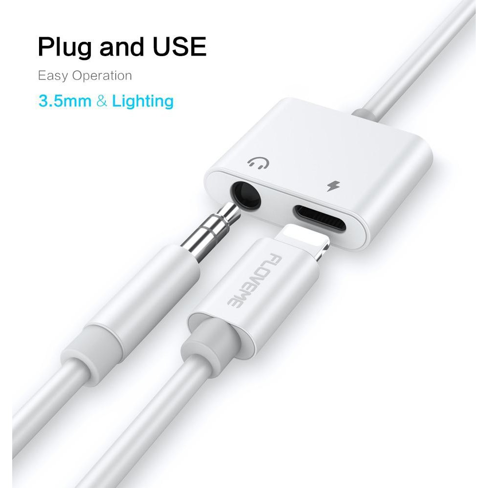 Cáp Chuyển Đổi 2 Trong 1 Bật Bluetooth Vừa Sạc Vừa Cắm Tai Nghe Cổng Lightning Và Jack 3.5 Dành Cho Iphone