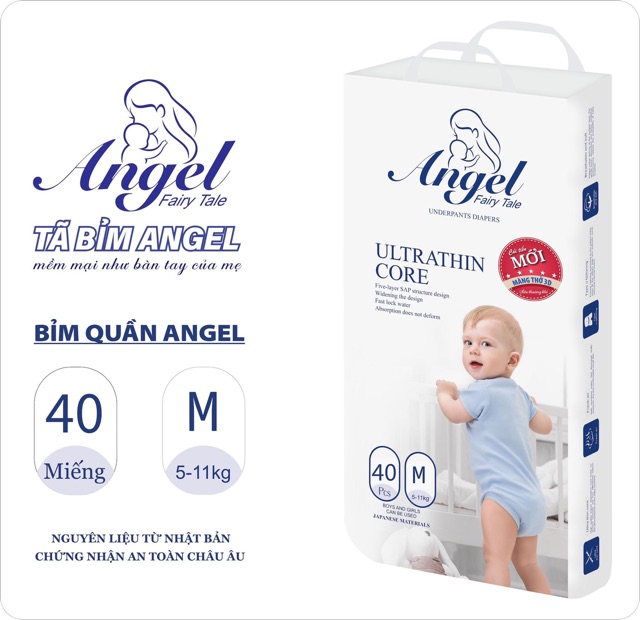 Bỉm Angel Dán/Quần đủ size S66, M60, L56, XL52, M40, L38, XL36, XXL34