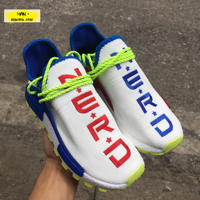 (FULL BOX) Giày thể thao NMD HUMAN RACE trắng chữ đỏ xanh