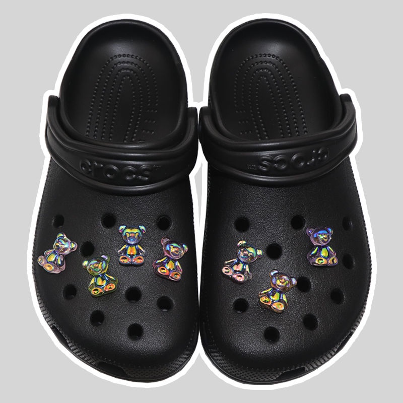 Sticker crocs Shoe Decoration for crocs đế caoSet 7 Phụ Kiện Khóa Giày Trong Suốt Hình Chú Gấu Nhiều Màu Sắc DIY