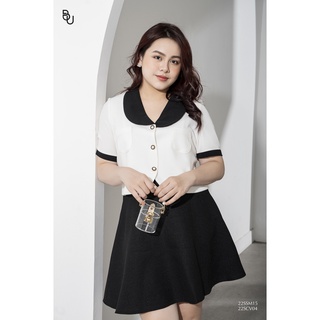 Áo phối cổ sam gấu lượn cong bigsize - 22ssm15 -