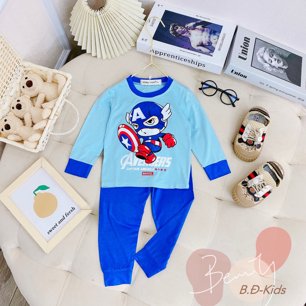 [Bé 7-25kg] Bộ Dài Tay Thun Lạnh Phối Tay Sọc Dệt Mềm Mịn Thoáng Mát Hàng Chuẩn Loại 1 MINKY MOM cho bé trai bé gái