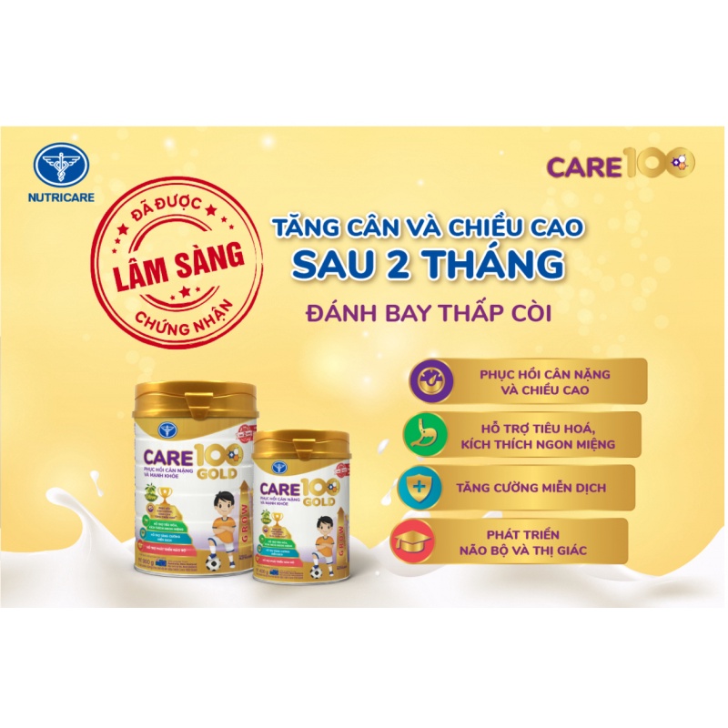 Sữa bột Care 100 gold 900g ( Mẫu Mới )