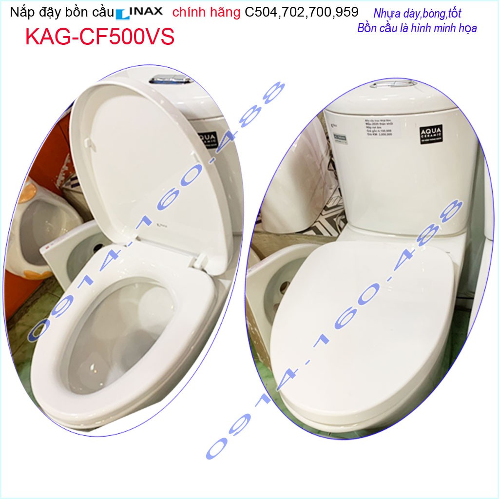 Nắp đậy bồn cầu Inax chính hãng KAG-CF500VS, nắp ÊM bàn cầu Inax C504VAN-C702-C700  rơi ÊM