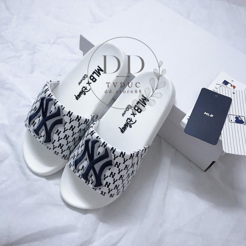 Dép M.L.B Unisex NY Chữ Thêu Sắc Nét,Quai Ngang Dày Dặn, Đế êm HOT 2021