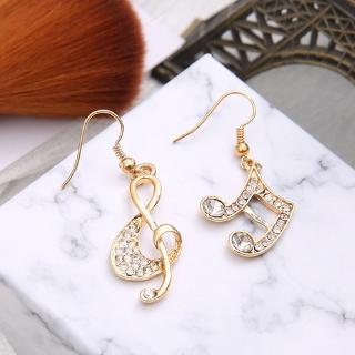 Bông tai hình nốt nhạc đính đá pha lê