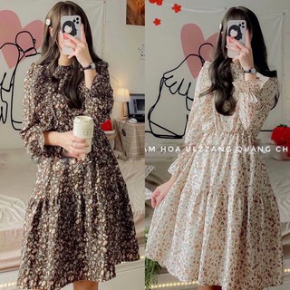 Váy - đầm hoa nhí viền bèo dáng xòe phong cách tiểu thư Hàn Quốc