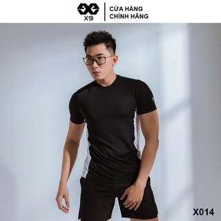 Áo Thun Thể Thao Nam Ngắn Tay Phối Màu Cổ Tròn Basic Trơn - Thương Hiệu X9 Sportswear - X014