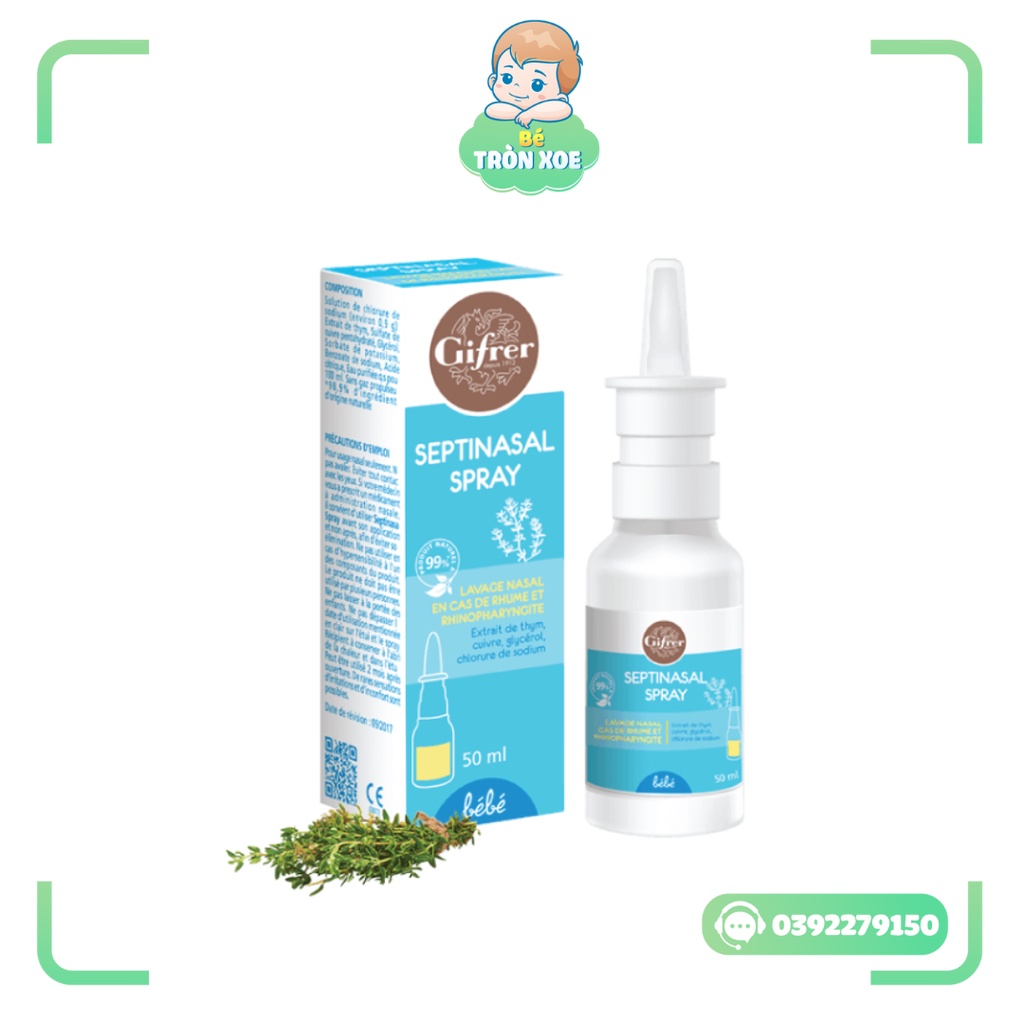 Fysoline vàng - Xịt Muối Kháng Khuẩn Gifrer Dạng Xịt Pháp 50ml từ cỏ xạ hương an toàn cho trẻ 0+