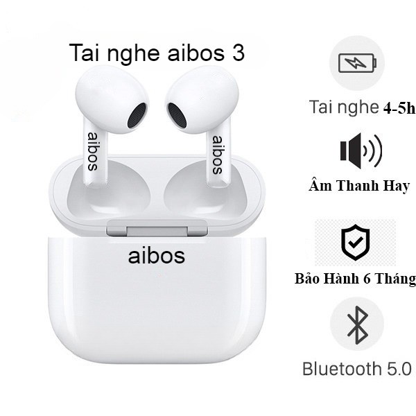 Tai nghe bluetooth 5.0 aibos 3 Cảm biến định vị đổi tên hỗ trợ sạc không dây - Bảo hành 1 năm