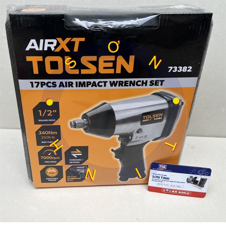 BỘ 17 MÓN SÚNG HƠI MỞ BU LÔNG 1/2 inch Tolsen Air Impact Wrench set 73382