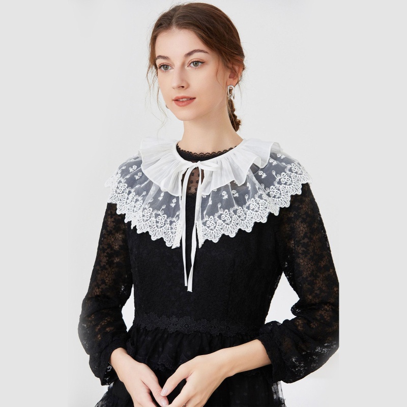 Cổ Áo Giả Nhiều Lớp Họa Tiết Hoa Thanh Lịch Có Thể Tháo Rời Cho Nữ