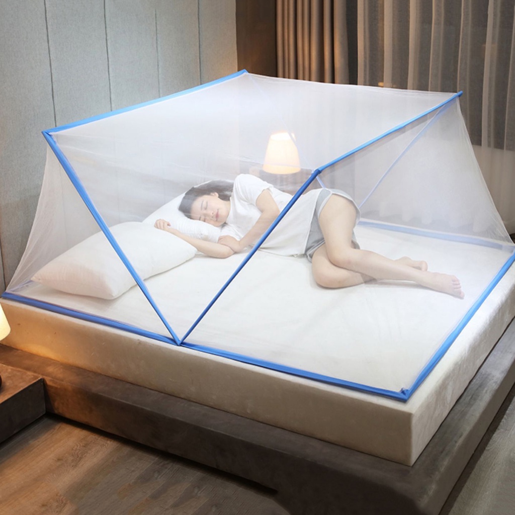 Màn Chụp Mùng Chụp Thông Minh Chống Muỗi Đỉnh Rộng Đỉnh Vuông Gấp Gọn Dành Cho Bé Hoặc Người Lớn 1m2, 1m5, 1m8 - K1259