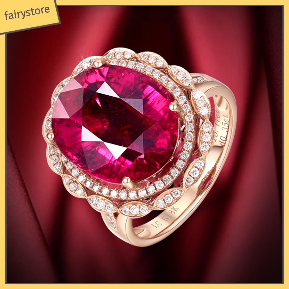 Nhẫn đính đá ruby giả thời trang sang trọng cho nữ