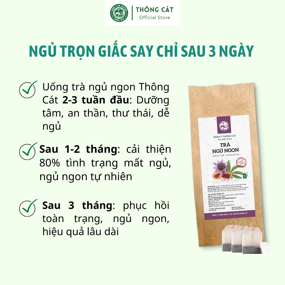 TRÀ TÂM SEN ngủ ngon Thông Cát Since 1918_Trà thảo mộc cải thiện tình trạng mất ngủ, giảm rụng tóc, thanh nhiệt mát gan