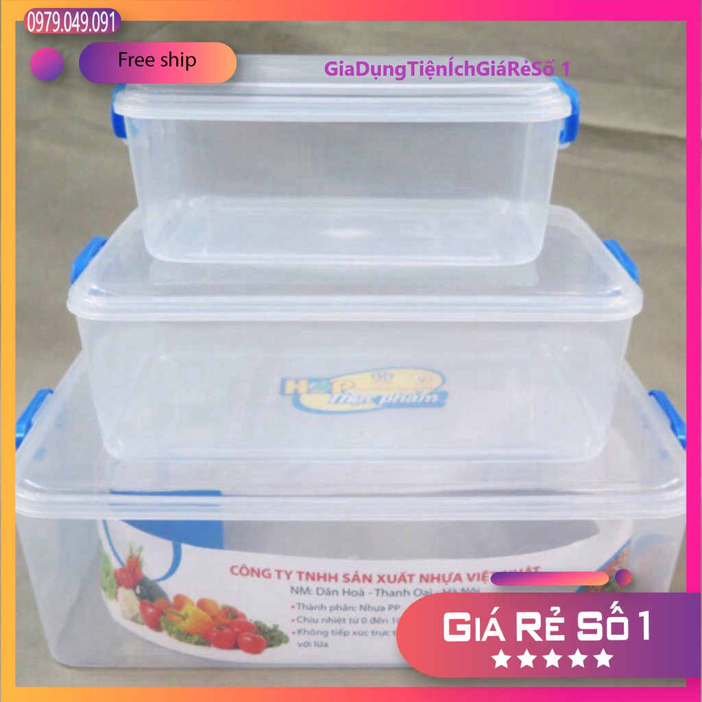 Bộ 3 hộp nhựa đựng thức ăn việt nhật,giá rẻ.