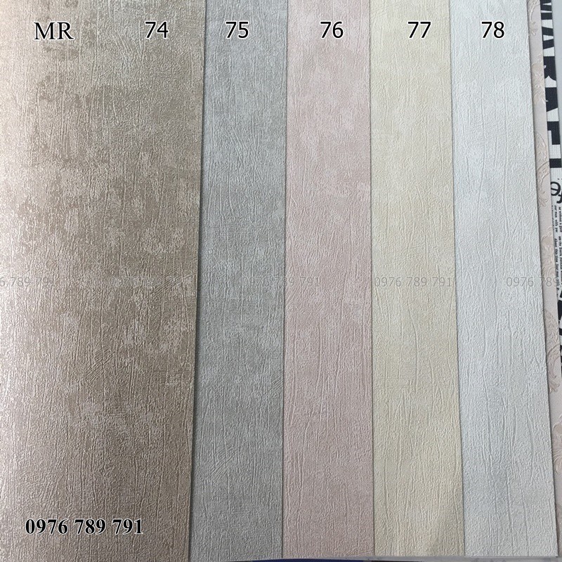 Giấy Dán Tường Trơn Nhám Cho Phòng Ngủ MR Lụa Không Keo Màu Trắng, Vàng , Xám , Nâu Khổ 53cm