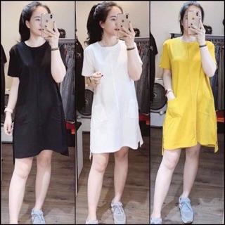 Váy suông cúc dọc 2 túi cho nữ