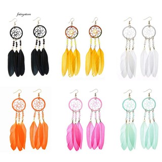 Sale 69% bông tai lông vũ hình dreamcatcher thời trang bohemian, giá gốc 42000đ- 31c119