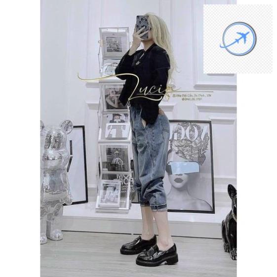 🚴🏇 giày nữ prada da bóng moca lười đế cao mũi tròn (fullbox Bill túi giấy loại 1) 🚴🏇