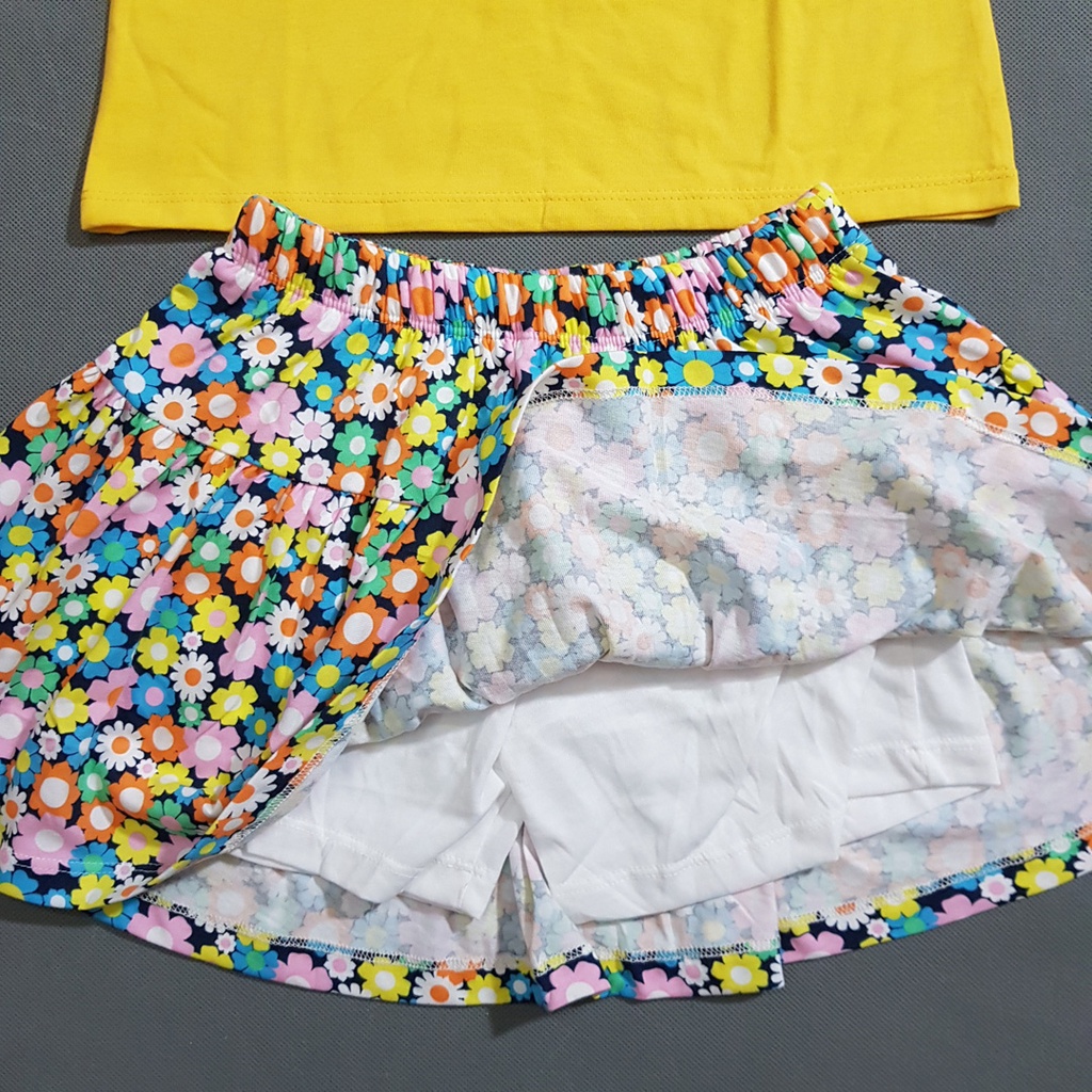 Bộ áo thun cotton váy quần công chúa elsa cho bé gái