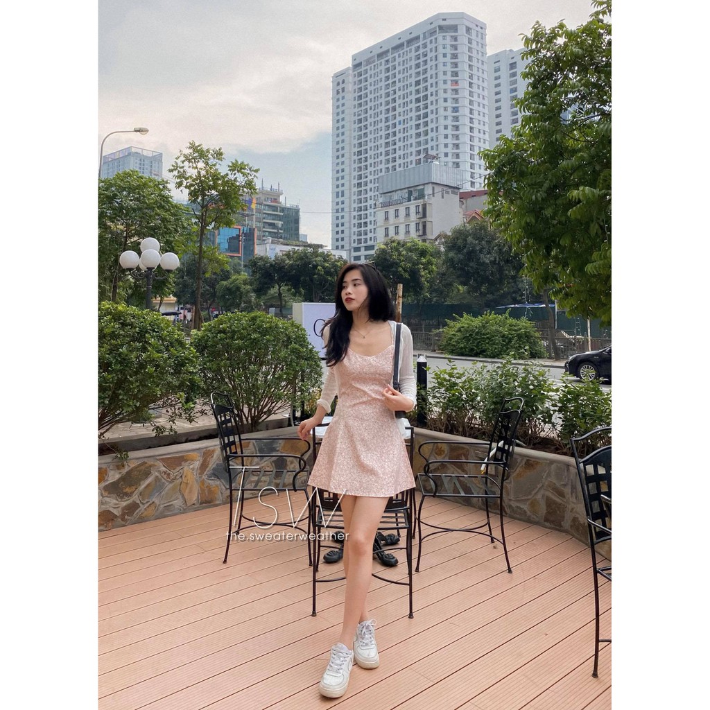 Set cardigan mỏng kèm váy 2 dây mini hoa nhí (Ảnh thật) | BigBuy360 - bigbuy360.vn