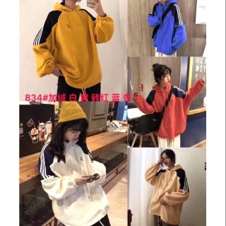 Áo hoodie nỉ phối màu sọc kèm ảnh tự chụp form thật