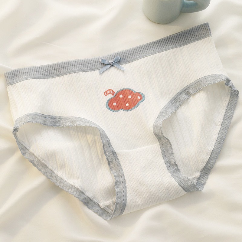 Quần Lót Nữ Cotton Viền Xám Họa Tiết Siêu Xinh 138