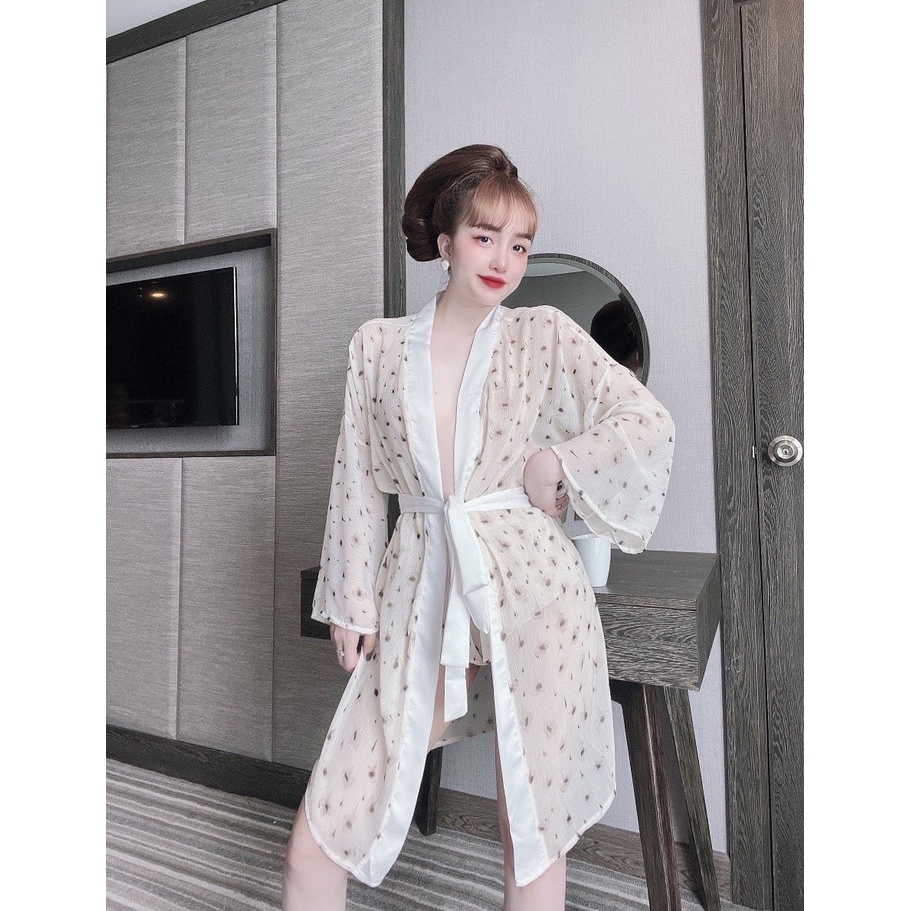 Áo choàng nữ kèm quần vải họa tiết cao cấp dễ thương sexy