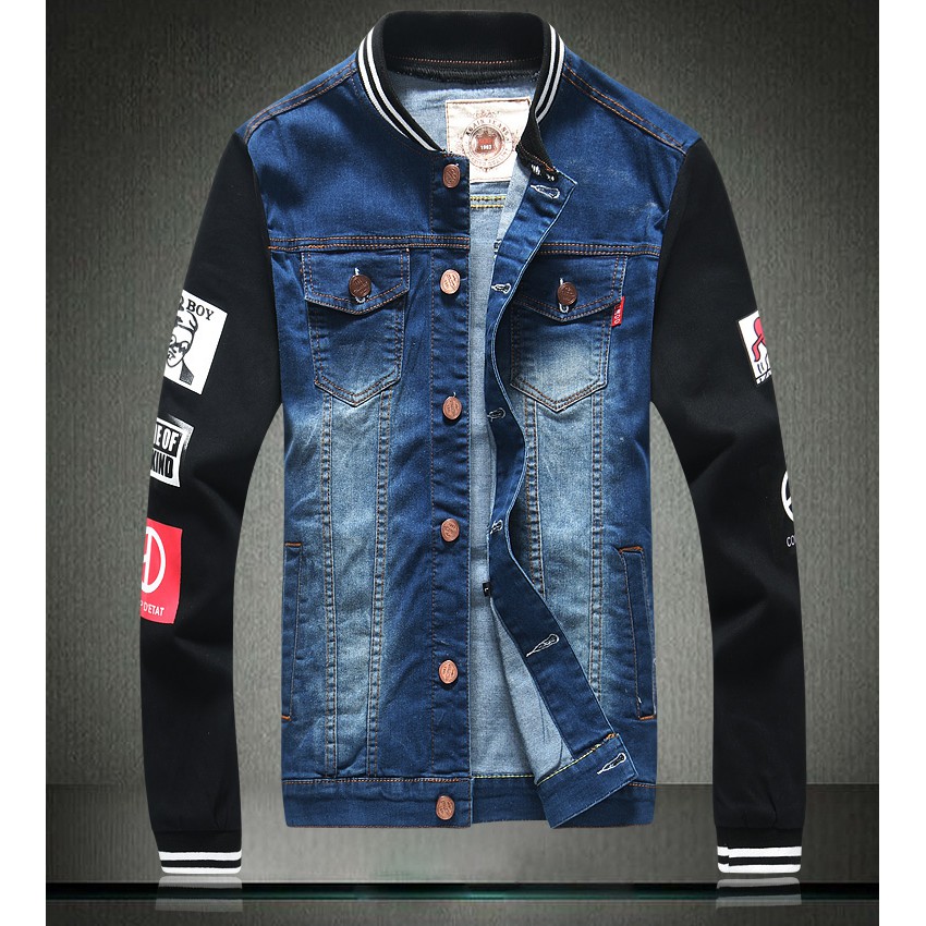 Thời Trang Nam, áo khoác bóng chày jeans dragon, RL0717 - 1